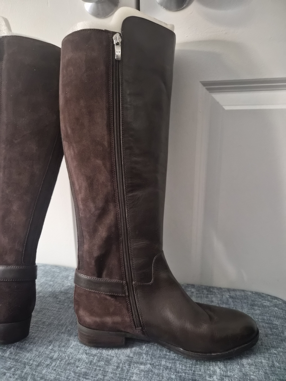 Marc Fisher Tall Leather & Suede Riding Boots in Dark Brown - Picture 6 of 12